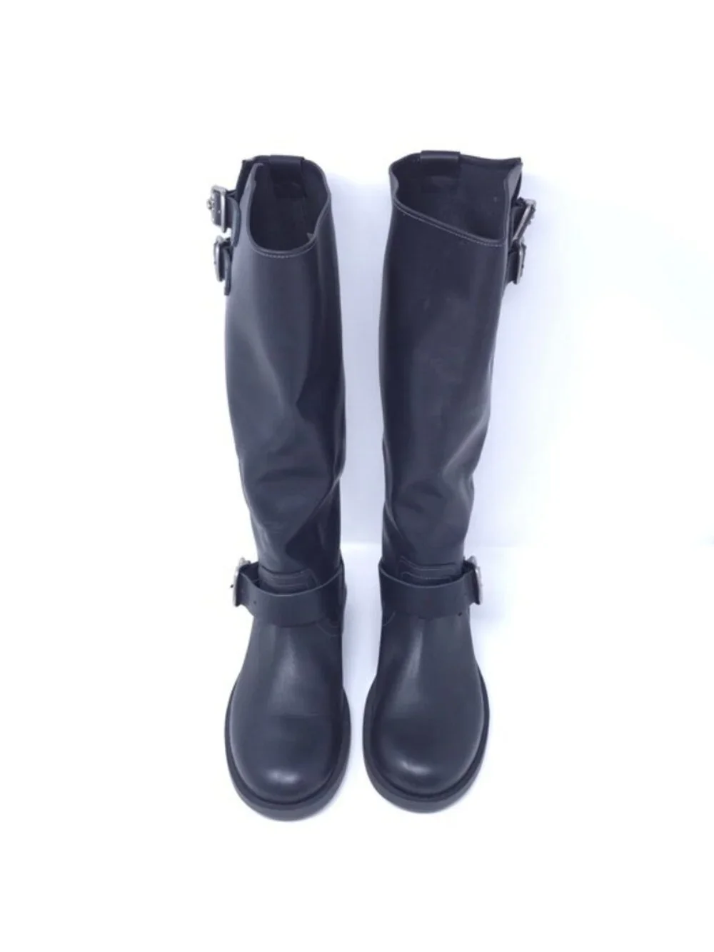 New COACH Daria Black Leather Moto Ankle Boots - Picture 6 of 9